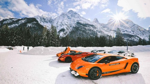 Lamborghini madman at a ski resort