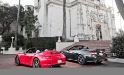 porsche 911 carrera s cabriolet and jaguar xkr-s convertible