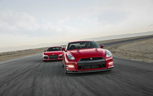 2014-Audi R8 V10 Plus and Nissan GT-R Track Pack