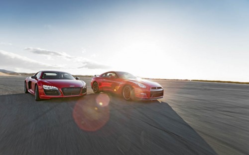 2014-Audi R8 V10 Plus and Nissan GT-R Track Pack