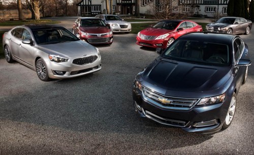 kia cadenza, toyota avalon, chrysler 300s, chevrolet impala, hyudnai azera and dodge charger