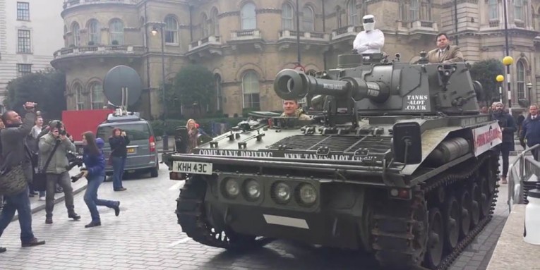 Clarkson petition arrives at BBC with a tank