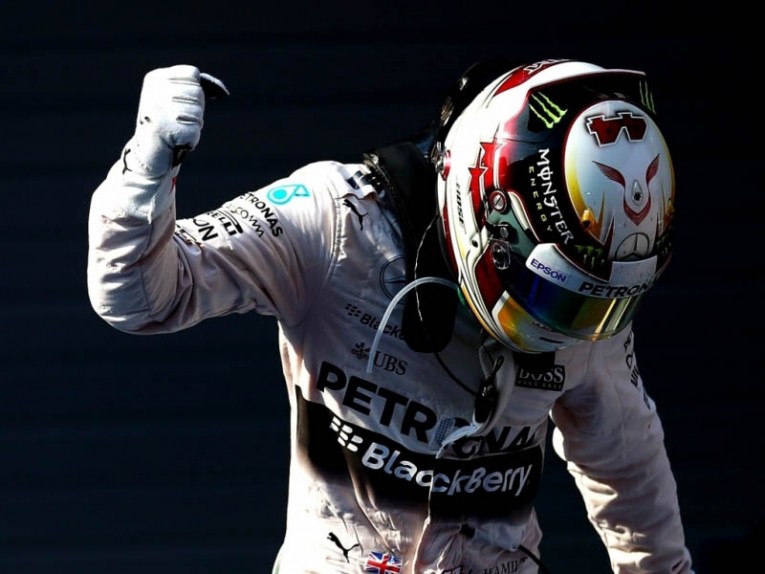 Lewis Hamilton celebrates