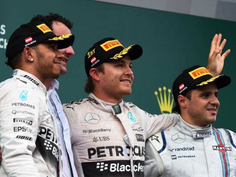 Lewis Hamilton and Nico Rosberg and Felipe Massa