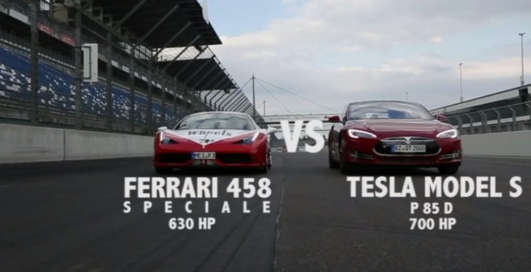 Tesla Model S P85D vs Ferrari 458 Speciale