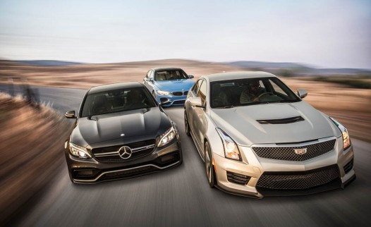 Mercedes-AMG C63 S-Model, BMW M3, and Cadillac ATS-V