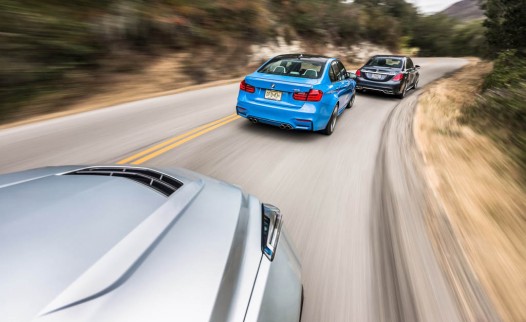 Mercedes-AMG C63 S-Model, BMW M3, and Cadillac ATS-V