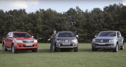 Pick-up drag race Mitsubishi L200 vs VW Amarok vs Toyota HiLux