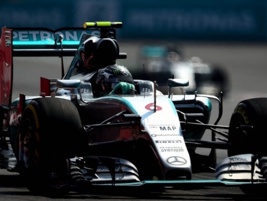 Nico Rosberg leads Lewis Hamilton