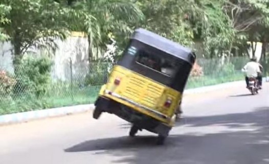 Jagathish M, a tuk tuk driver from India, set the Guiness World Record for longest side-wheel drive