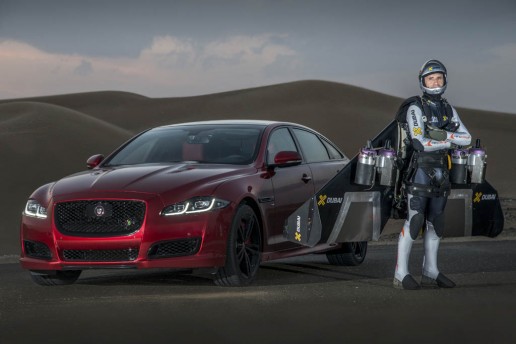 Jaguar XJR races a human jet