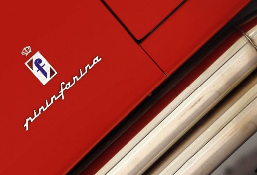 A Pininfarina logo is pictured at the Casa Enzo Ferrari museum during a media preview in Modena