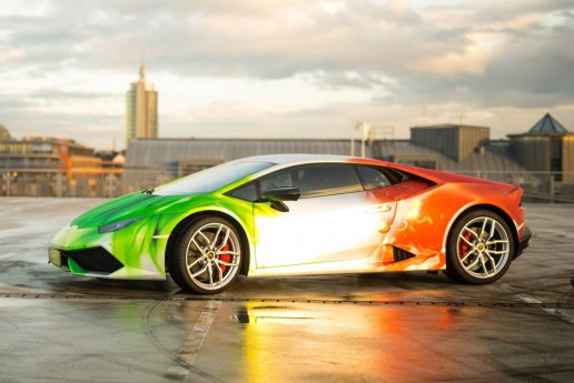 Lamborghini Huracan Wrapped in Tricolor Flames by Print Tech