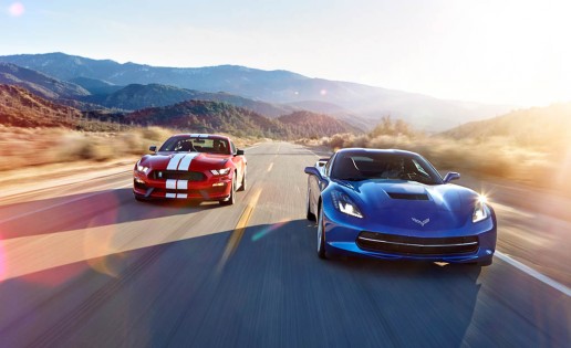 2016 Ford Mustang Shelby GT350 and 2016 Chevrolet Corvette Stingray coupe Z51