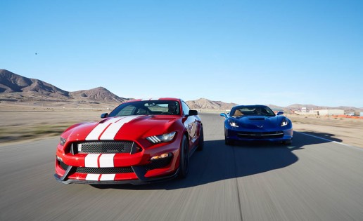 2016 Ford Mustang Shelby GT350 and 2016 Chevrolet Corvette Stingray coupe Z51