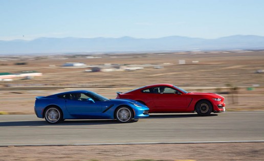 2016 Chevrolet Corvette Stingray coupe Z51 and 2016 Ford Mustang Shelby GT350