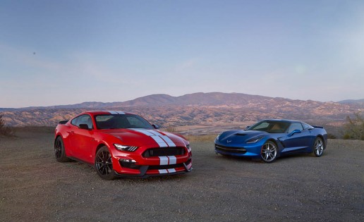 2016 Ford Mustang Shelby GT350 and 2016 Chevrolet Corvette Stingray coupe Z51