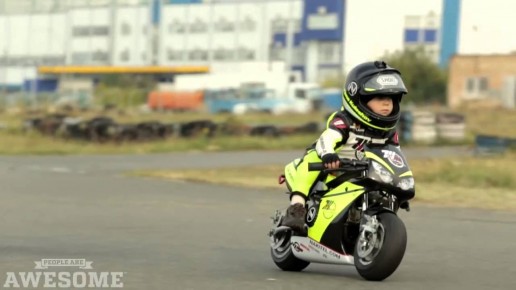 Two year old motorcycle racer