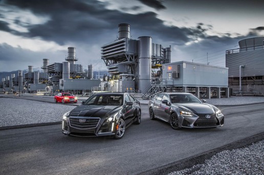 2016-Audi-S6-Cadillac-CTS-V-Sport-Lexus-GS-F-front-three-quarters