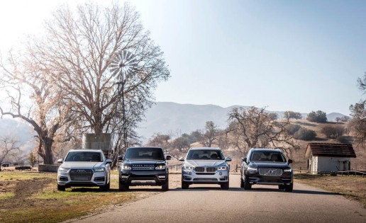 2017 Audi Q7 3.0T, 2015 Land Rover Range Rover Sport HSE, 2015 BMW X5 xDrive35i, and 2016 Volvo XC90 T6 AWD Inscription