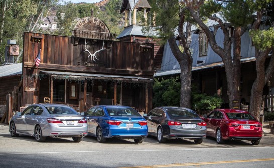 2016 Honda Accord Sport, 2016 Toyota Camry SE, 2016 Chevrolet Malibu LT, and 2016 Mazda 6 i Touring