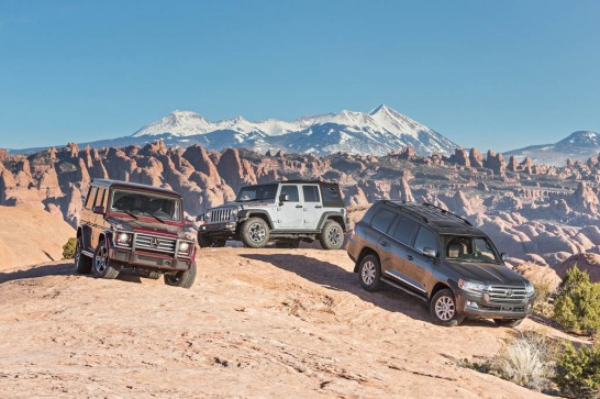 Jeep Wrangler Unlimited Rubicon vs. Mercedes-Benz G550 vs. Toyota Land Cruiser