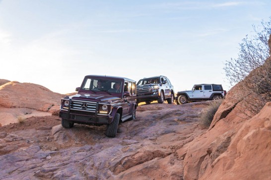 Jeep Wrangler Unlimited Rubicon vs. Mercedes-Benz G550 vs. Toyota Land Cruiser