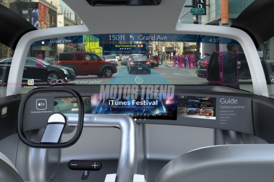 Apple Car interior Dashboard rendering