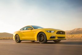 2015-Ford-Mustang-GT-front-three-quarters-in-motion