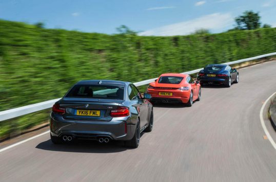 BMW M2 vs Porsche 718 Cayman S vs Jaguar F-Type