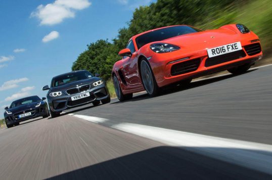 BMW M2 vs Porsche 718 Cayman S vs Jaguar F-Type