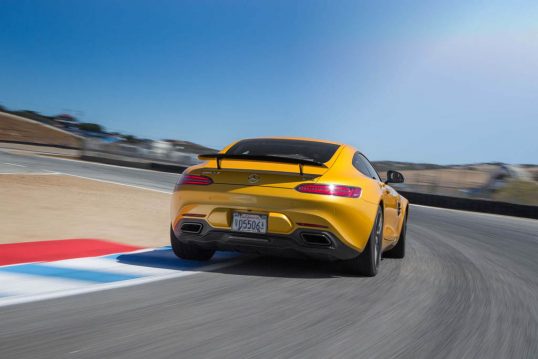 2016-Mercedes-AMG-GT-S-rear-three-quarter-in-motion