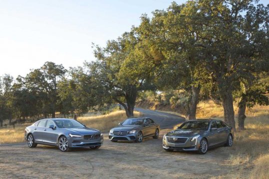 cadillac-ct6-vs-mercedes-benz-e300-vs-volvo-s90-t6-front-three-quarter