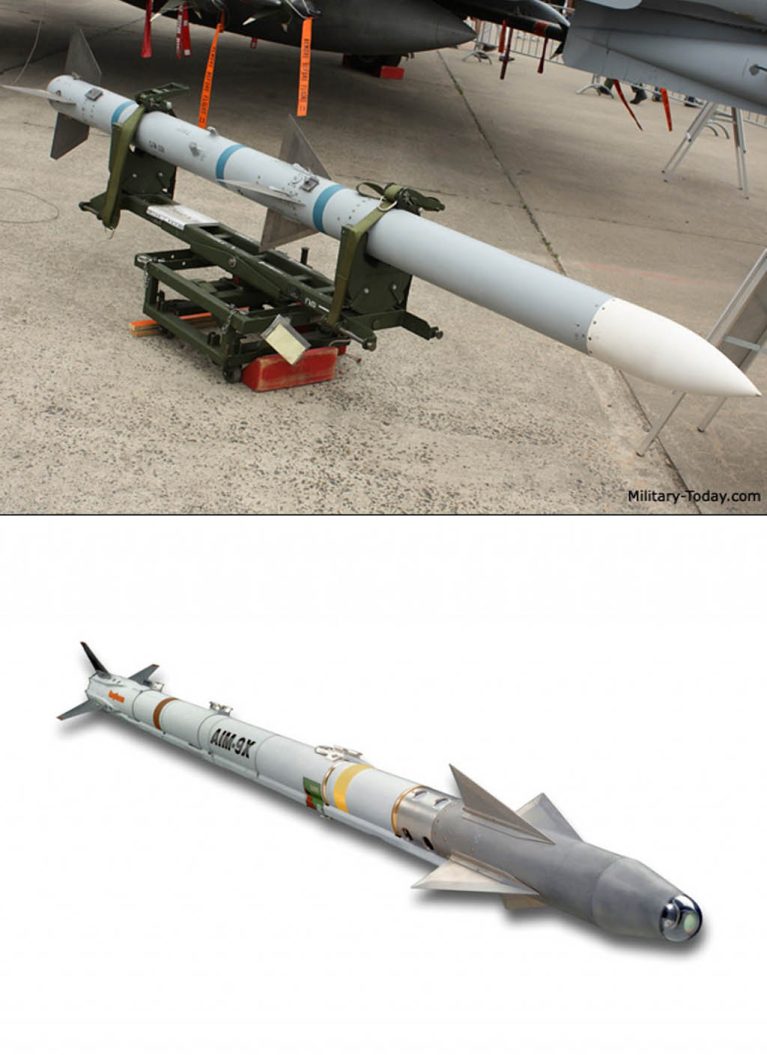 موشک آمرام (بالا) و موشک AIM-9X اسندوایندر (پایین)