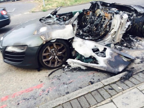 Audi R8 V10 destroyed by fire in London