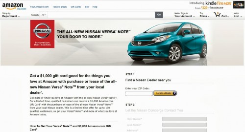 Buy a New Nissan Versa Note via Amazon
