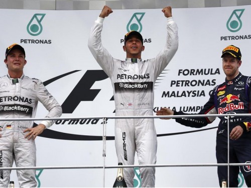 Hamilton, Rosberg and Vettel on the podium