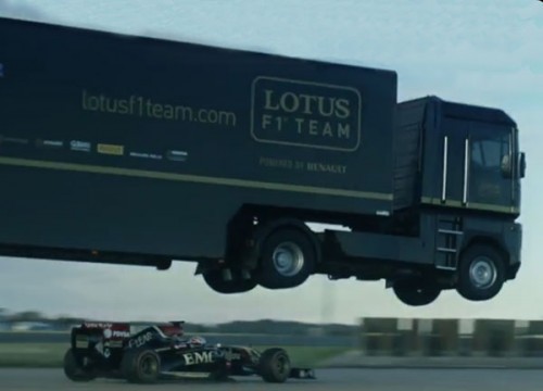 a Semi-Truck’s World-Record Jump Over a Lotus F1 Car