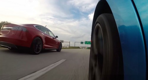 Tesla Model S P85D vs Lambo Aventador