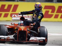 Webber hitches a ride home after his RB9 caught fire