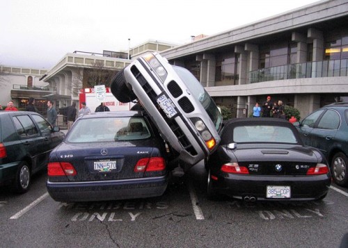 bad parking job lot accident car crash
