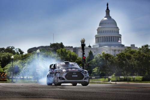 Rhys Millen drifts his RallyCross Veloster