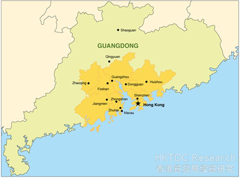 نقشه دلتای رود مروارید در استان گواگدونگ چین