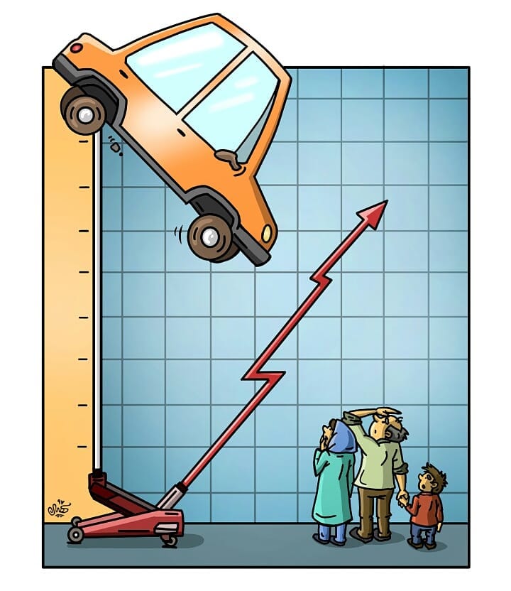 cartoon - افزایش قیمت خودروها در سکوت مسئولان، چیطوری ماشین باز؟!