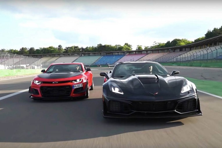 گلاویز شدن کوروت ZR1 و کامارو ZL1 LE در پیست!
