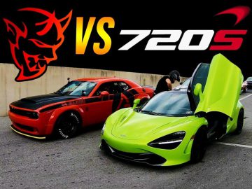 درگ جذاب و دیدنی دوج چلنجر دیمن و مکلارن 720S
