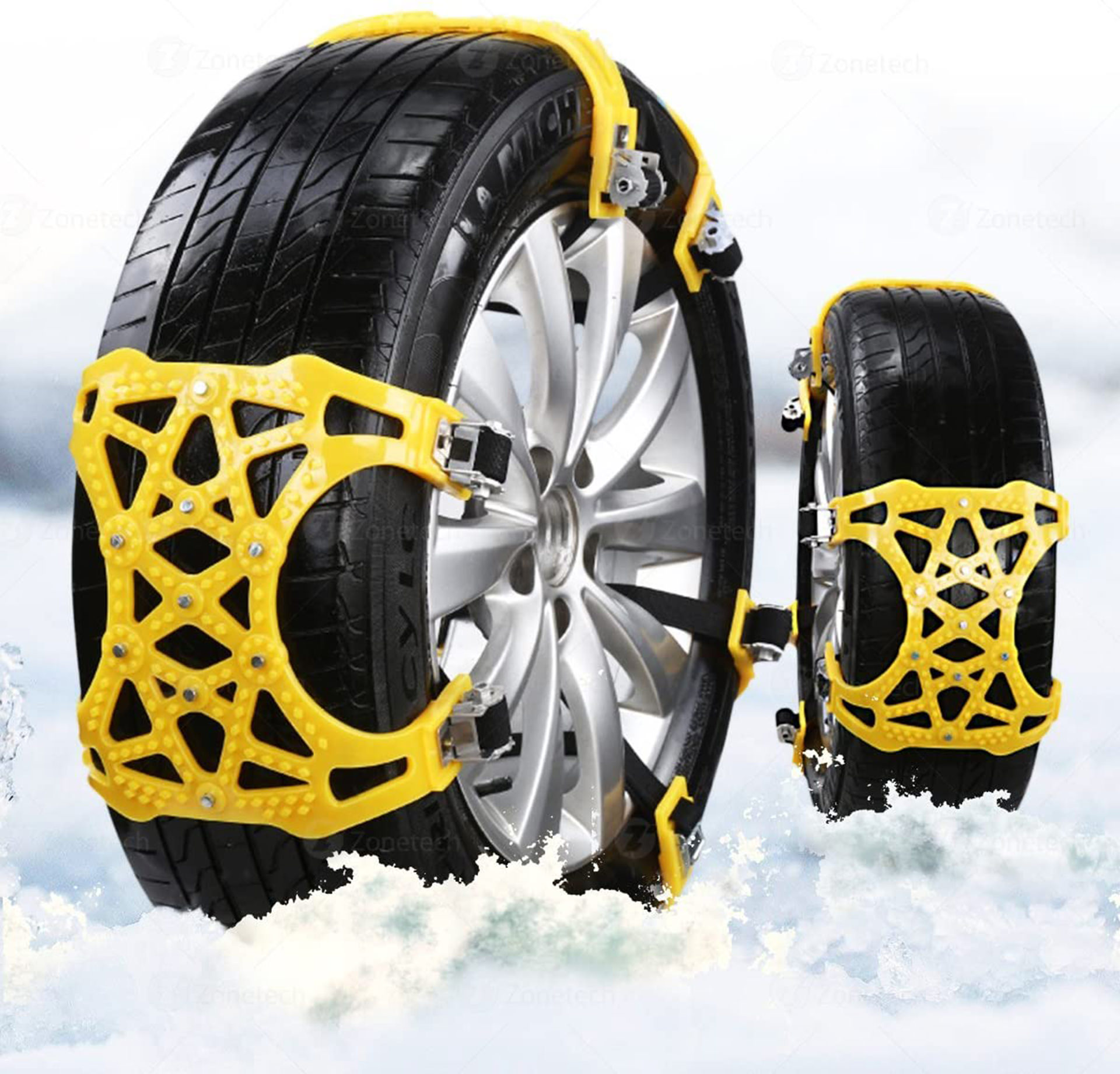زنجیر چرخ ژله ای پلیمری خودرو در برف