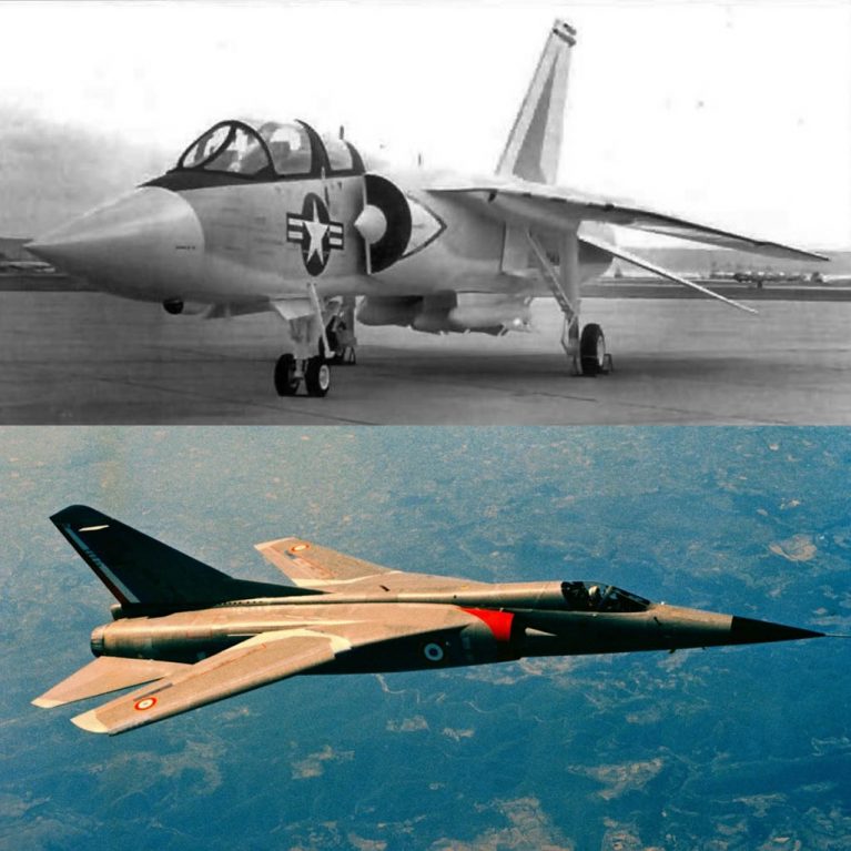 طرح پیشنهادی از سوی شرکت داسای فرانسه (بالا) برای رقابت با اف-14 و جنگنده ی میراژ G (پایین)