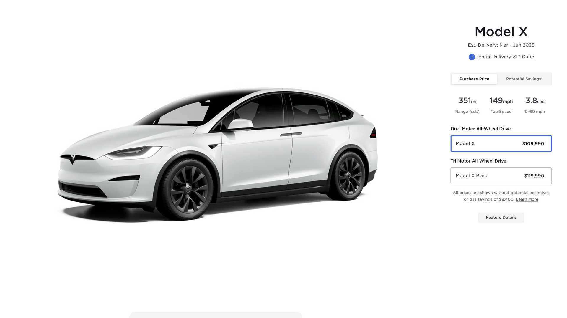 قیمت خودروی برقی تسلا مدل ایکس/ Tesla EV سفید