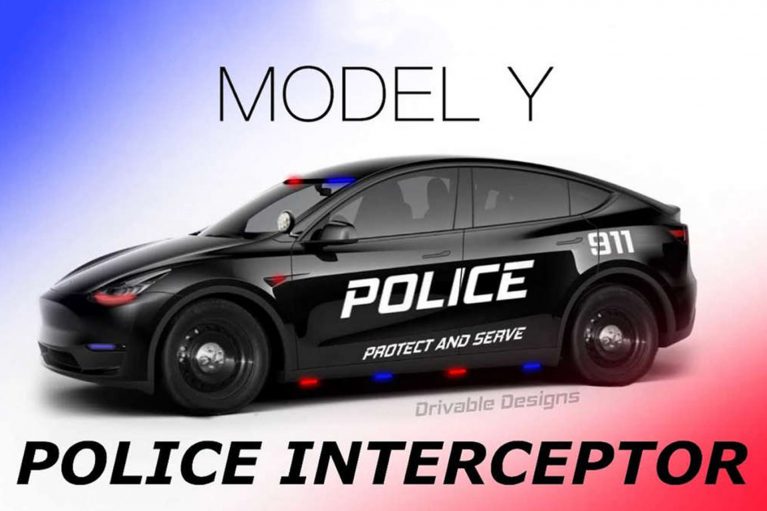 خودروی برقی تسلا مدل Y / Tesla Model Y electric car پلیس